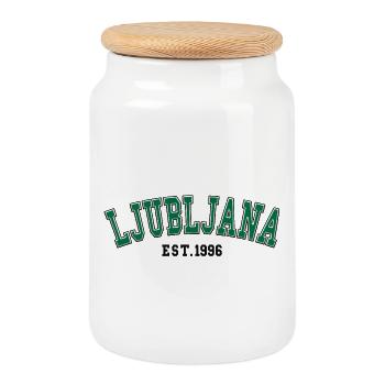 Ljubljana Fondée en 1996 - Boîte à biscuits avec couvercle en bois - blanc - Devant