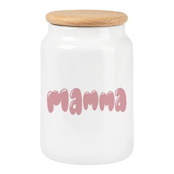 Skulkulissige Mama Verspielter Stil Pink - Keksdose mit Holzdeckel - Weiß - Vorne