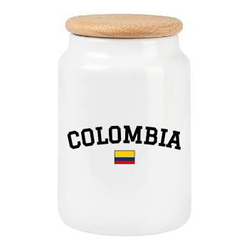 Drapeau de la Colombie Noir - Boîte à biscuits avec couvercle en bois - blanc - Devant