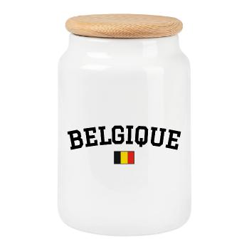Drapeau Belge Noir - Boîte à biscuits avec couvercle en bois - blanc - Devant