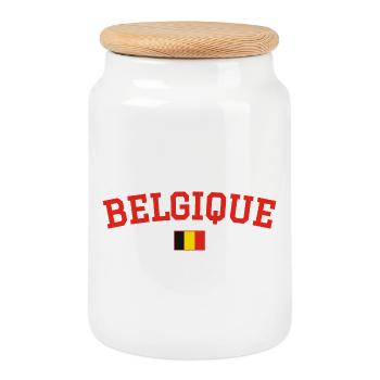 Drapeau belge : Rouge - Boîte à biscuits avec couvercle en bois - blanc - Devant