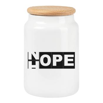 Hope Nope - Cookie Jar with Wooden Lid - white - Front
