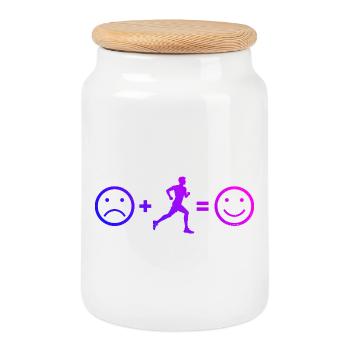 Geschenkidee für einen Running mit Running - Keksdose mit Holzdeckel - Weiß - Vorne