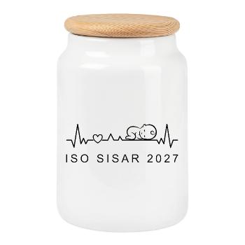 Grande Sœur 2027 Heartbeat Finnois - Boîte à biscuits avec couvercle en bois - blanc - Devant