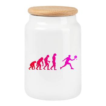 Padel court gift for learning to play padel fans - Cookie Jar with Wooden Lid - white - Front