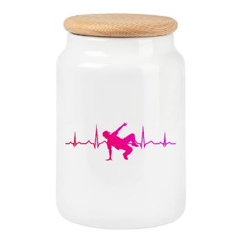 Gift idea for a breakdancer with break dance - Cookie Jar with Wooden Lid - white - Front