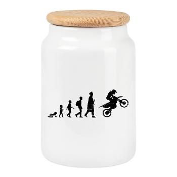 Motocross Life Cycle - Cookie Jar with Wooden Lid - white - Front