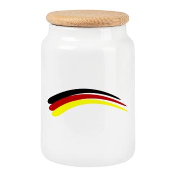 Deutschland Fahne Linie - Keksdose mit Holzdeckel - Weiß - Vorne