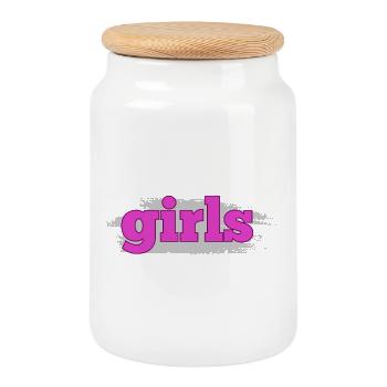 Girls Néon Pop - Boîte à biscuits avec couvercle en bois - blanc - Devant