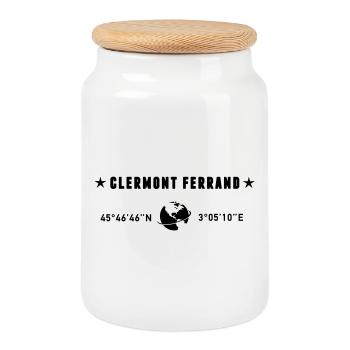 Clermont Ferrand France Coordonnées Globe - Boîte à biscuits avec couvercle en bois - blanc - Devant
