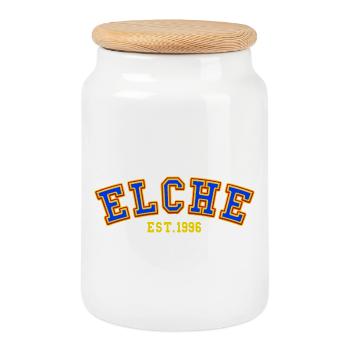 Elche Fondée en 1996 - Boîte à biscuits avec couvercle en bois - blanc - Devant