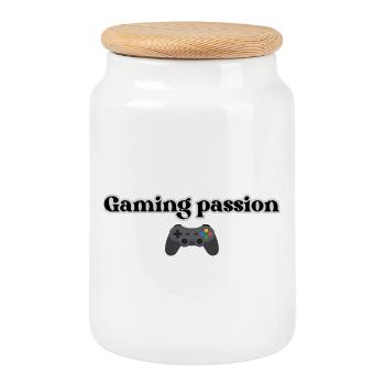 La passion du jeu - Boîte à biscuits avec couvercle en bois - blanc - Devant