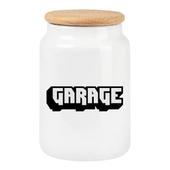Garage music - Cookie Jar with Wooden Lid - white - Front
