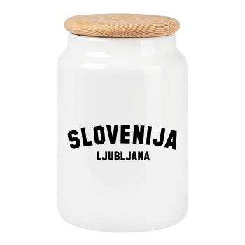 LJUBLJANA Slovenia Slowenien - Keksdose mit Holzdeckel - Weiß - Vorne