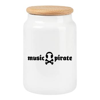 music pirate - musik pirat - Keksdose mit Holzdeckel - Weiß - Vorne