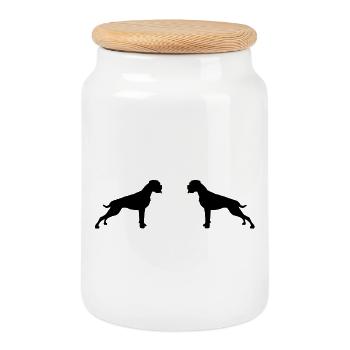 Boxer chiens contre 1f - Boîte à biscuits avec couvercle en bois - blanc - Devant