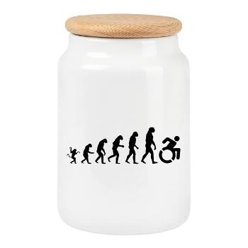 Wheelchair evolution * - Cookie Jar with Wooden Lid - white - Front