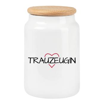Trauzeugin Herz Junggesellinnenabschied - Keksdose mit Holzdeckel - Weiß - Vorne