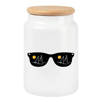 naviguer - Boîte à biscuits avec couvercle en bois - blanc - Devant