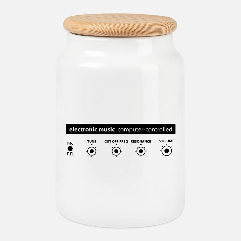 electronic music - Cookie Jar with Wooden Lid - white