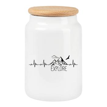 Explore Berg Gebirge Heartbeat Frequenz Puls EKG - Keksdose mit Holzdeckel - Weiß - Vorne