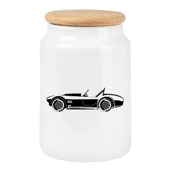 Auto Klassiker cobra Symbol icon Illustration Logo - Keksdose mit Holzdeckel - Weiß - Vorne