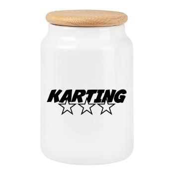 Karting - Cookie Jar with Wooden Lid - white - Front