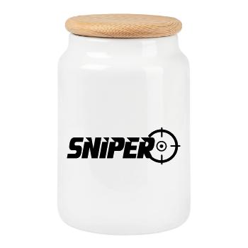 sniper - Cookie Jar with Wooden Lid - white - Front