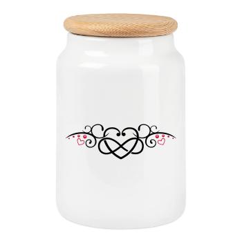 Herz mit Unendlichkeitschleife, infinity - Boîte à biscuits avec couvercle en bois - blanc - Devant