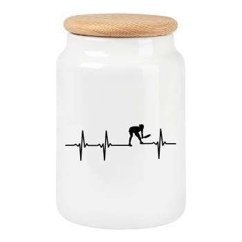 Tennis ECG - Cookie Jar with Wooden Lid - white - Front