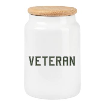 Veteran Pride Graphic - Cookie Jar with Wooden Lid - white - Front