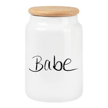 bébé - Boîte à biscuits avec couvercle en bois - blanc - Devant