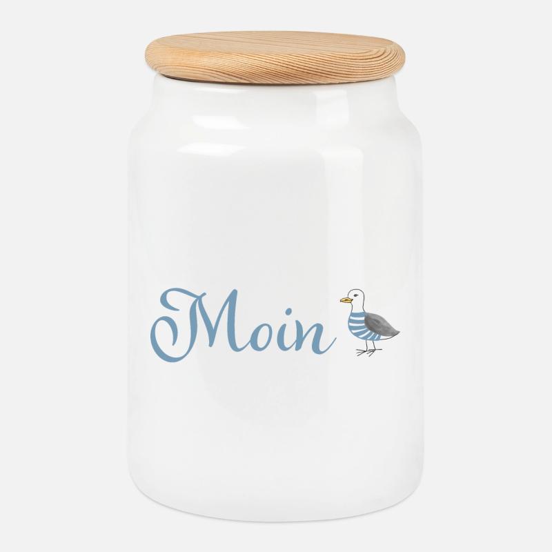 Moin Möwe - Keksdose mit Holzdeckel - Weiß