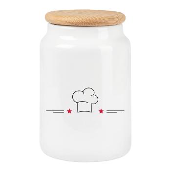 Design for cooking aprons - Cookie Jar with Wooden Lid - white - Front