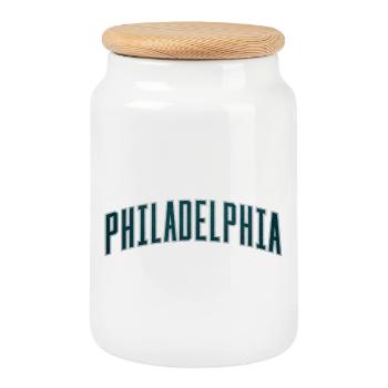 Typographie à Texturisation de l’Arc de Philadelphie - Boîte à biscuits avec couvercle en bois - blanc - Devant
