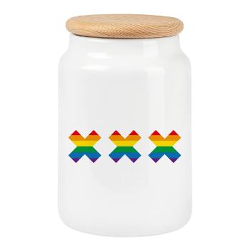 Défilé du canal du drapeau de la fierté d’Amsterdam - Boîte à biscuits avec couvercle en bois - blanc - Devant
