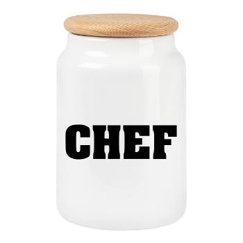 Chef Lettrage, Patron, Leader, Capo - Boîte à biscuits avec couvercle en bois - blanc - Devant