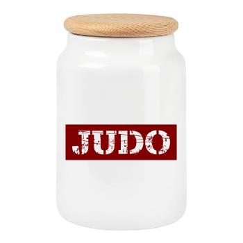 Judo - Boîte à biscuits avec couvercle en bois - blanc - Devant