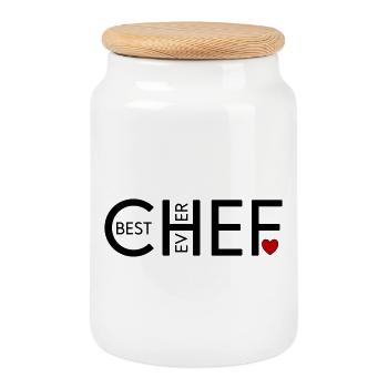 Best Chef ever - Cookie Jar with Wooden Lid - white - Front