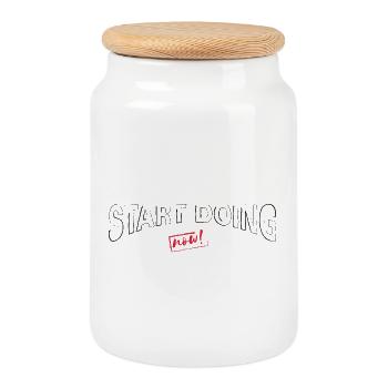 Start Doing now - Keksdose mit Holzdeckel - Weiß - Vorne
