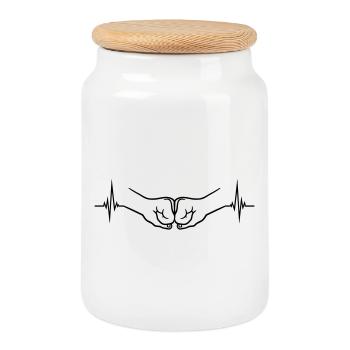 Impulsion de pompe à poing - Boîte à biscuits avec couvercle en bois - blanc - Devant