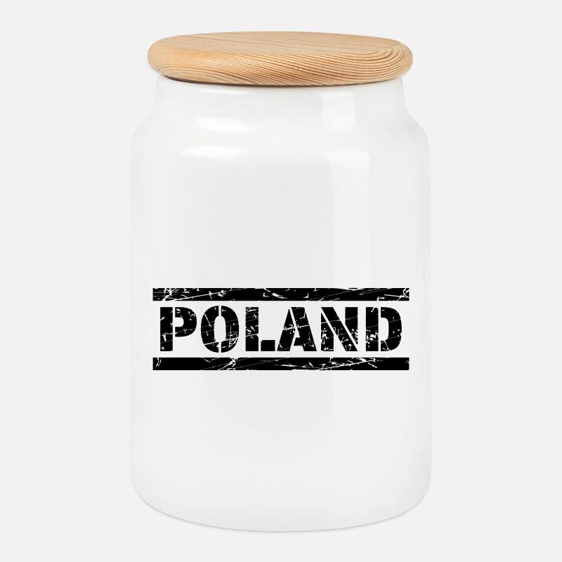 Poland - Keksdose mit Holzdeckel - Weiß