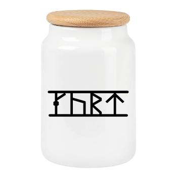 Kurt - Cookie Jar with Wooden Lid - white - Front