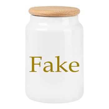 Faux, dire, humour, amusant, drôle, idée cadeau - Boîte à biscuits avec couvercle en bois - blanc - Devant