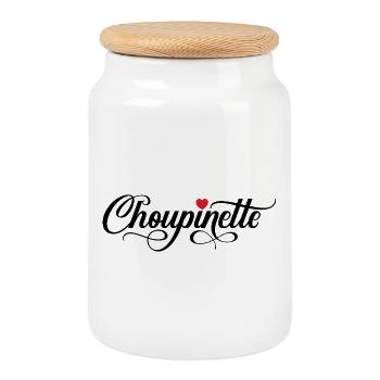 Choupinette - Boîte à biscuits avec couvercle en bois - blanc - Devant