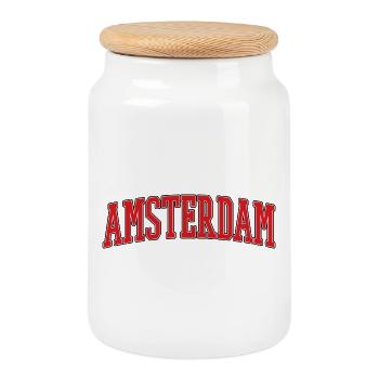 Amsterdam Block Font Collection - Cookie Jar with Wooden Lid - white - Front
