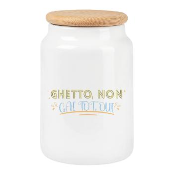 Ghetto. Gai tôt. Humour blague joyeux - Boîte à biscuits avec couvercle en bois - blanc - Devant