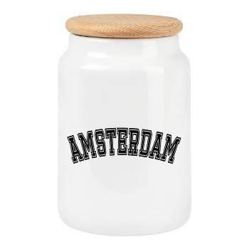 AMSTERDAM Design - Keksdose mit Holzdeckel - Weiß - Vorne