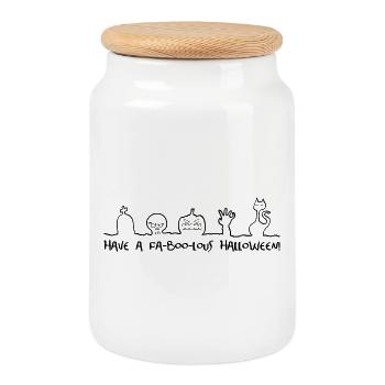 Have a fa-boo-lous Halloween - Cookie Jar with Wooden Lid - white - Front