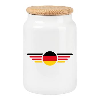 Germany Fan T Shirt Outfit Design - Cookie Jar with Wooden Lid - white - Front